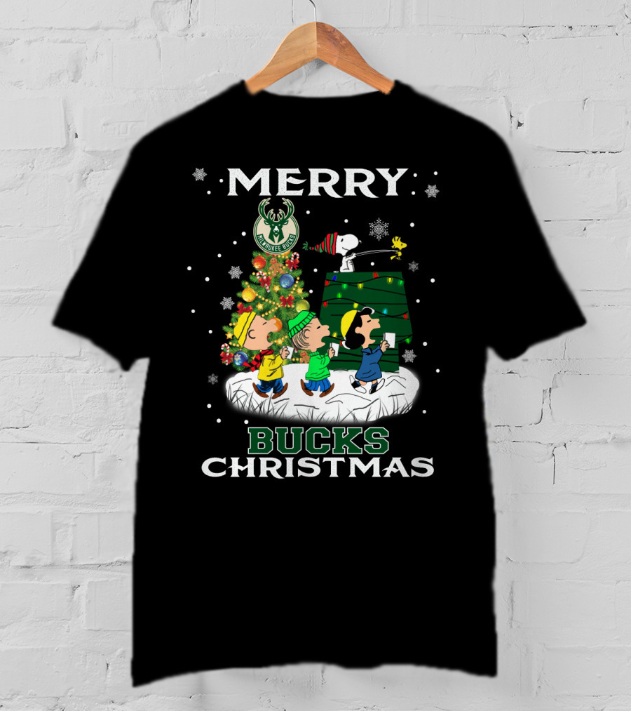 Merry Milwaukee Bucks Christmas Snoopy Fans Holiday T-Shirt