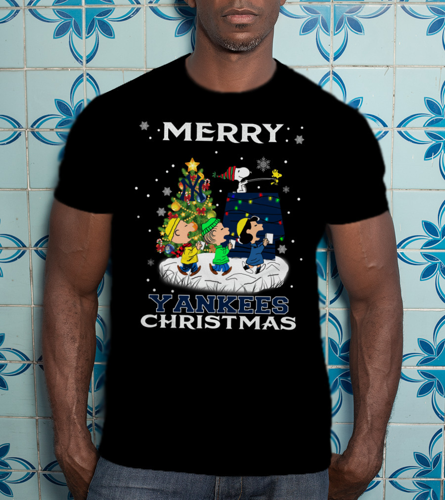 Merry Yankees Christmas Snoopy Holiday Celebration T-Shirt