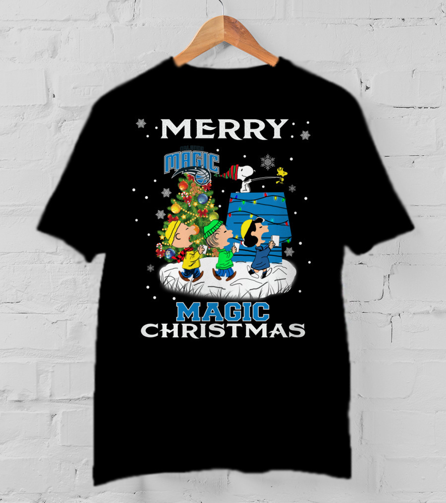 Merry Orlando Magic Christmas Snoopy And Friends Holiday Fun T-Shirt