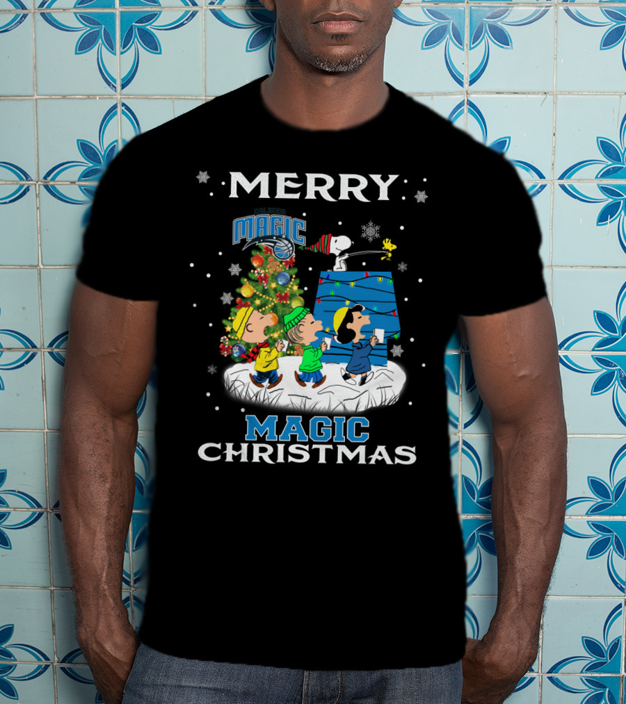 Merry Orlando Magic Christmas Snoopy And Friends Holiday Fun T-Shirt