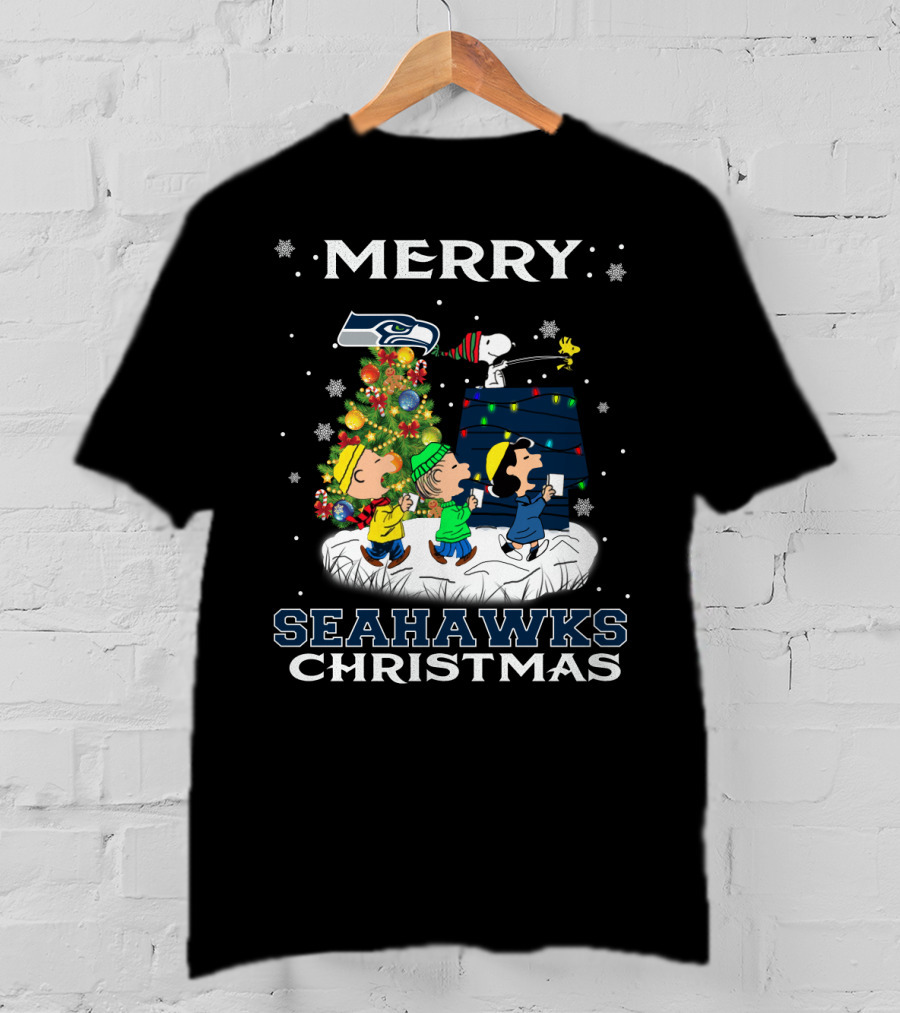 Merry Seahawks Christmas For Snoopy Fans T-Shirt