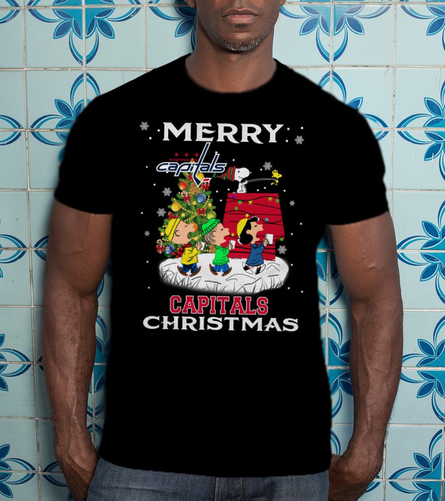 Merry Washington Capitals Christmas Snoopy Peanuts Carolers Holiday Celebration T-Shirt