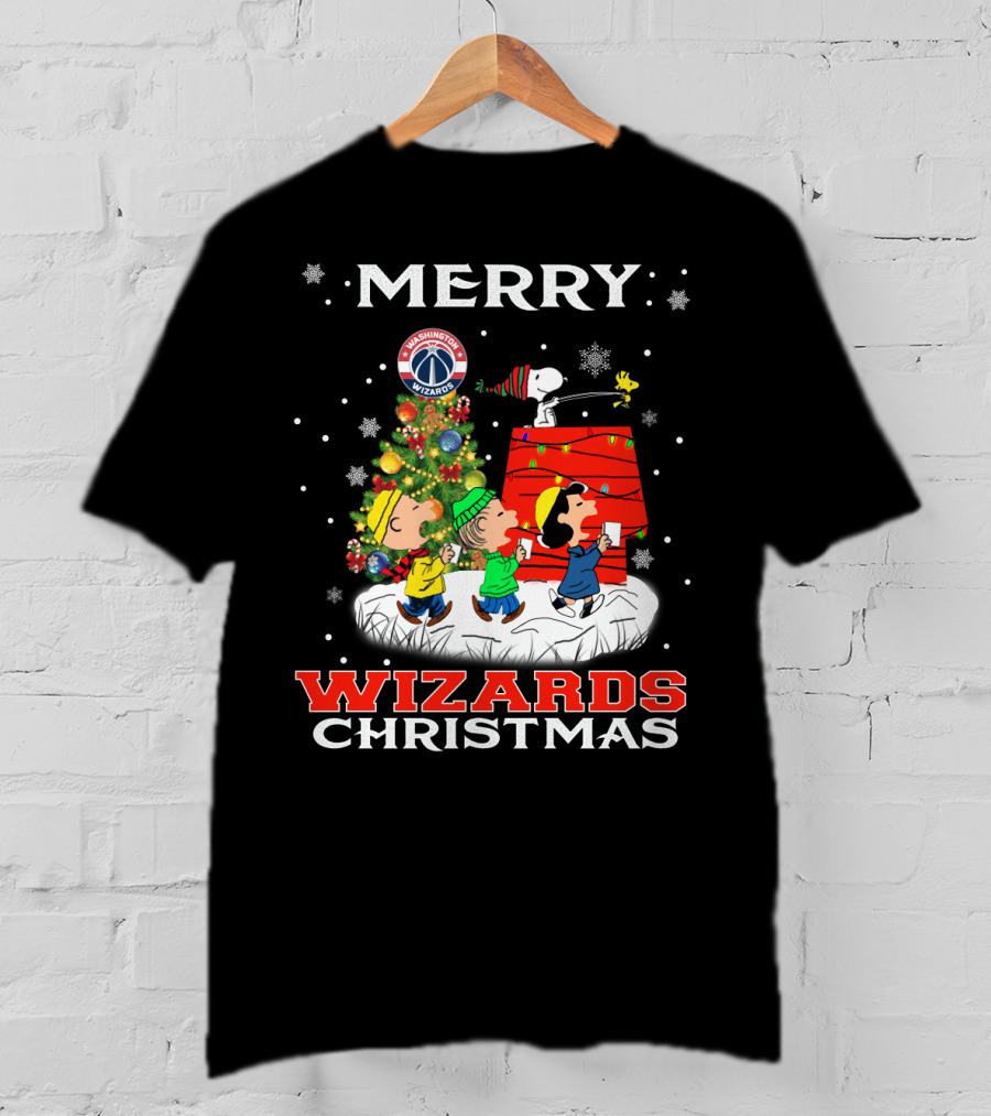 Merry Washington Wizards Christmas Snoopy Peanuts Holiday Celebration T-Shirt