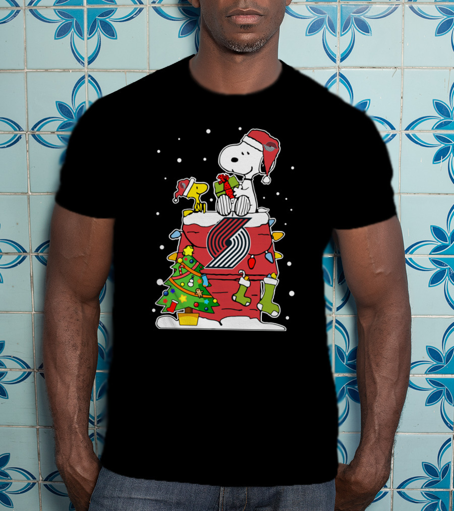 Portland Trail Blazers Snoopy Christmas Peanuts  Fan Holiday T-Shirt