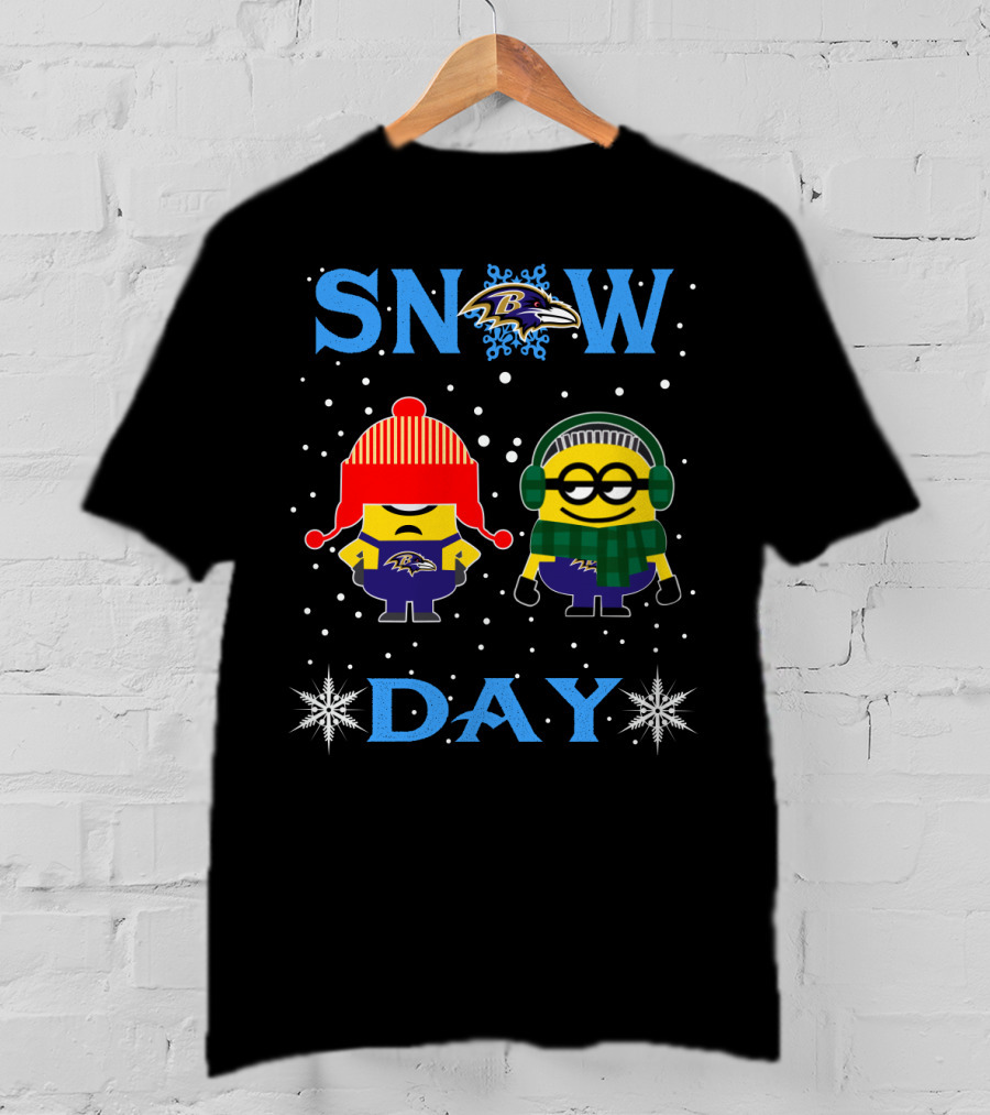 Snow Day Baltimore Ravens Minion Fans Winter Fun T-Shirt