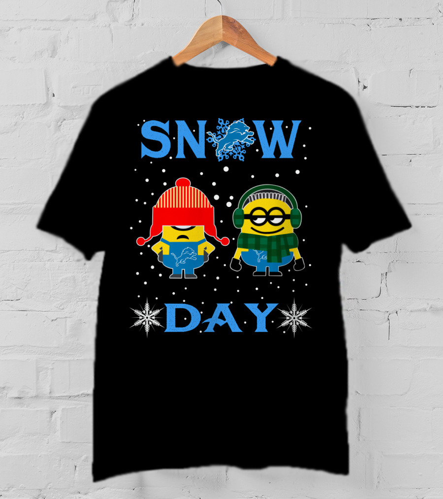 Snow Day Detroit Lions Minions Fans Winter Fun T-Shirt
