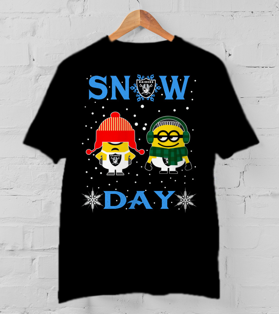 Snow Day Minions In Raiders Gear T-Shirt