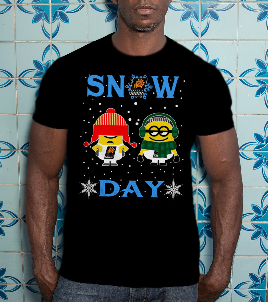 Snow Day With Phoenix Suns Fans And Minions Dressed For Winter T-Shirt