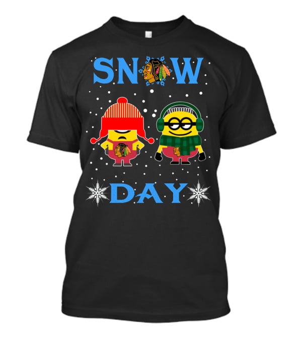Snow Day Chicago Blackhawks Minion Characters T-Shirt