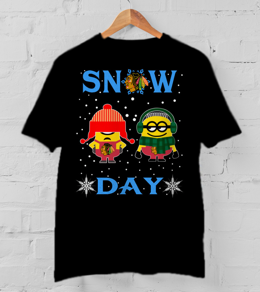 Snow Day Chicago Blackhawks Minion Characters T-Shirt