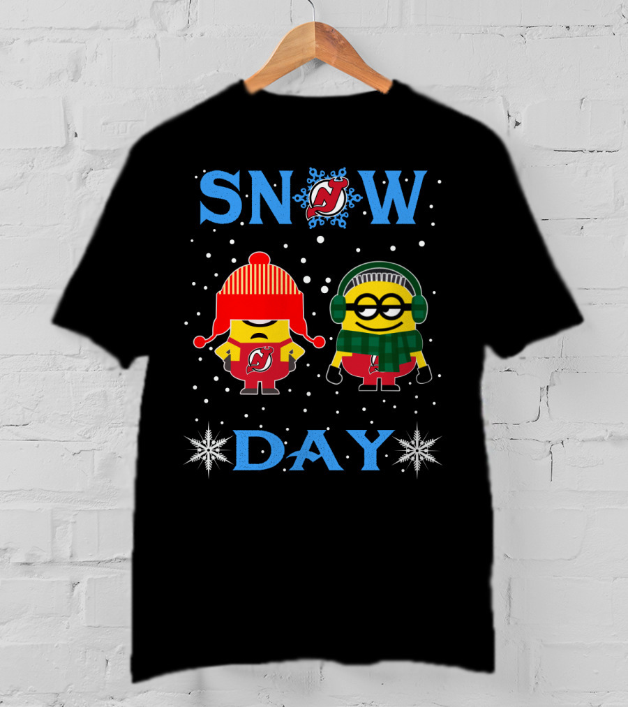 Snow Day New Jersey Devils Minions Winter Fun T-Shirt