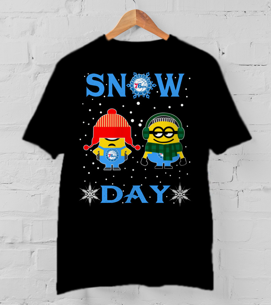 Snow Day Philadelphia 76ers Minion Winter Fun T-Shirt