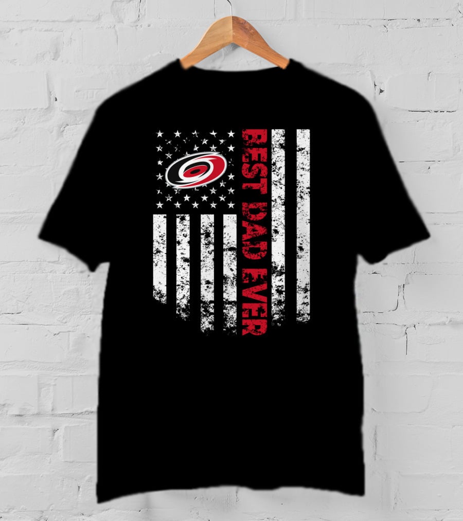 Best Dad Ever Carolina Hurricanes Flag Stripes T-Shirt