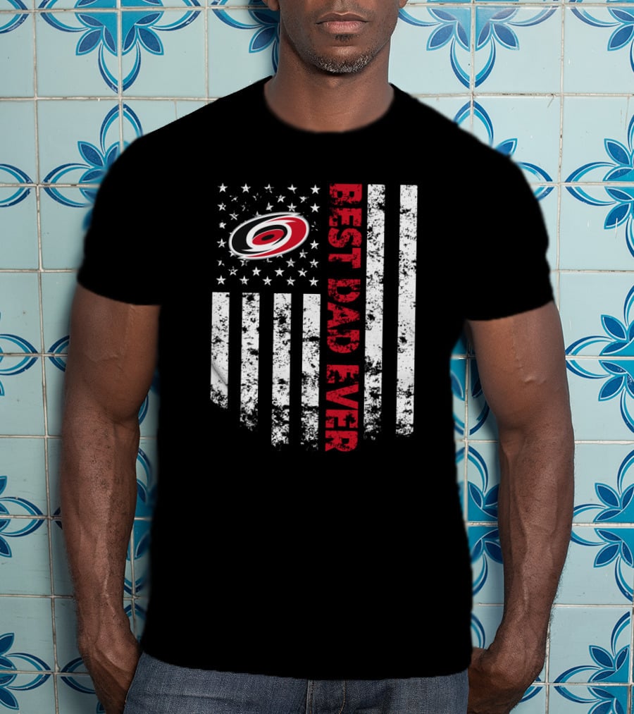 Best Dad Ever Carolina Hurricanes Flag Stripes T-Shirt
