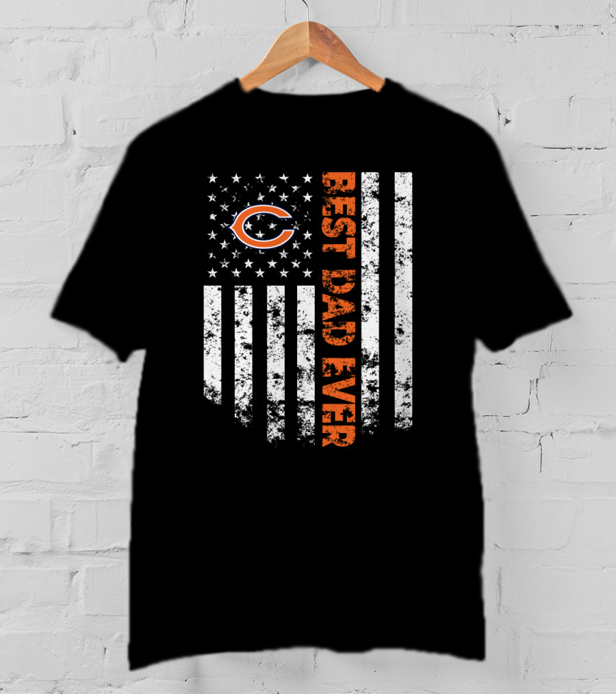 Best Chicago Bears Dad Ever American Flag T-Shirt