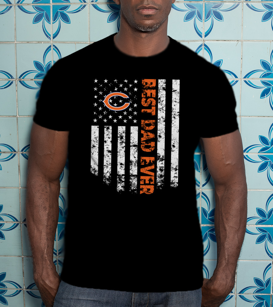 Best Chicago Bears Dad Ever American Flag T-Shirt