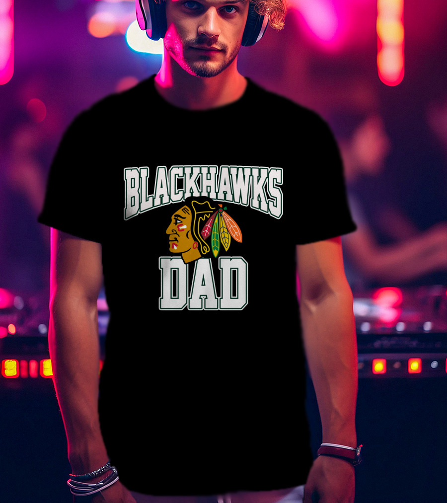 Chicago Blackhawks Dad Hockey Fan T-Shirt