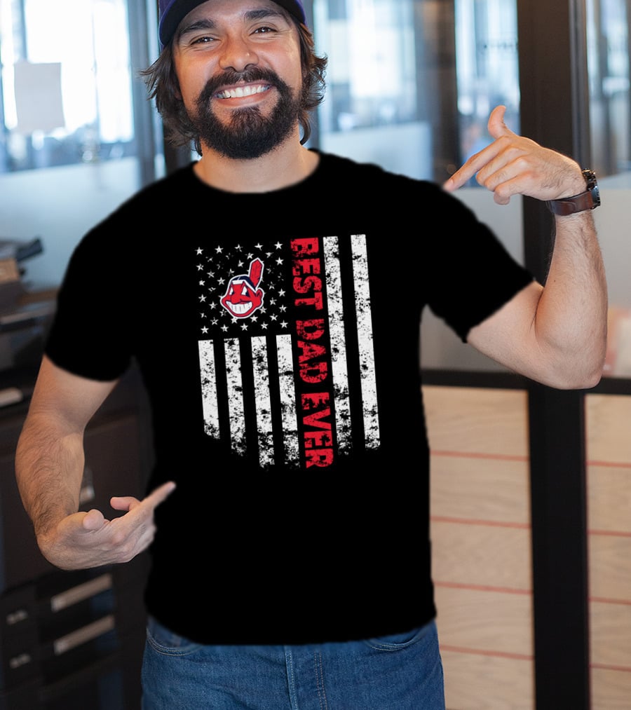 Cleveland Indians Best Dad Ever U.s. Flag Theme T-Shirt