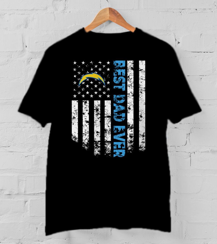 Best Dad Ever Los Angeles Chargers Flag T-Shirt