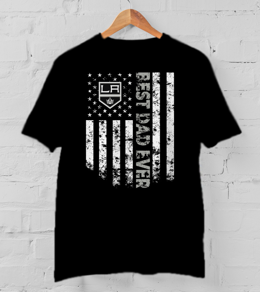 Los Angeles Kings Best Dad Ever American Flag T-Shirt