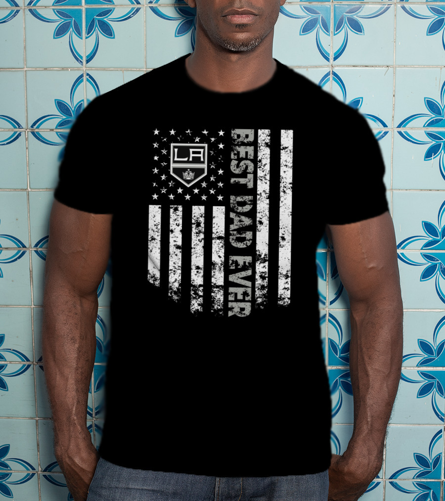 Los Angeles Kings Best Dad Ever American Flag T-Shirt
