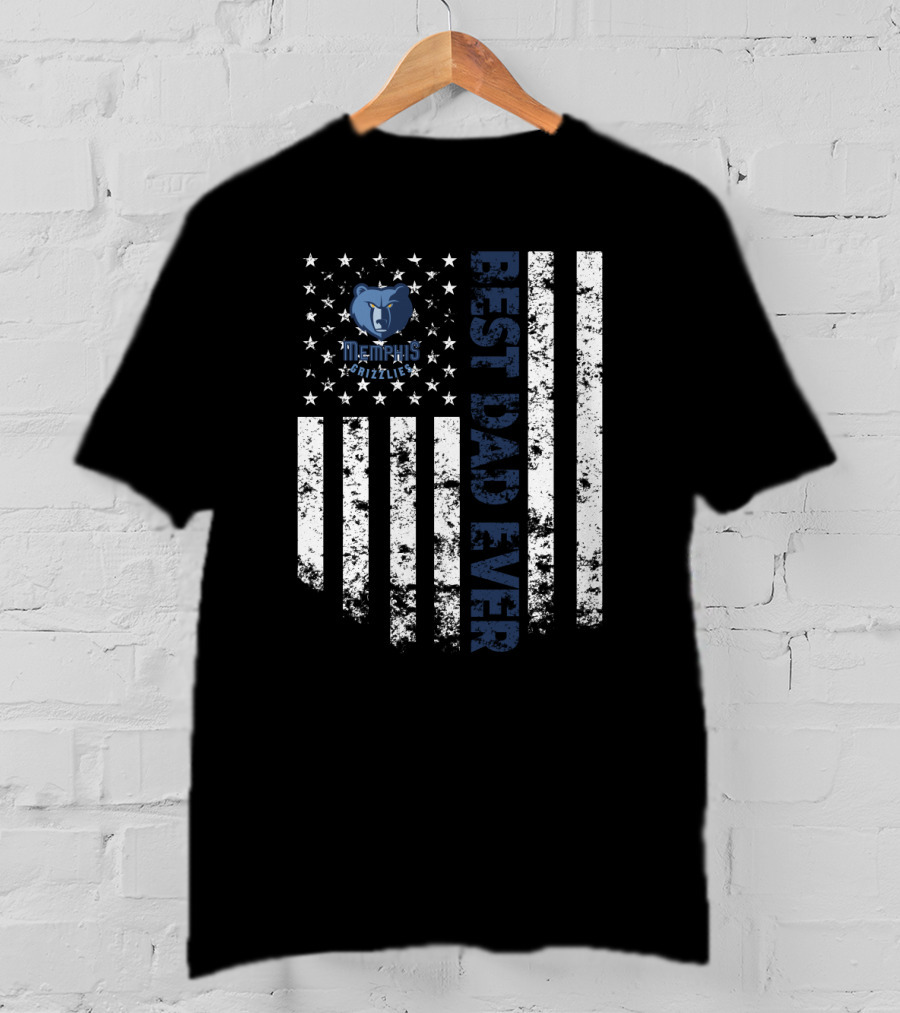 Memphis Grizzlies Best Dad Ever Flag Stripes T-Shirt