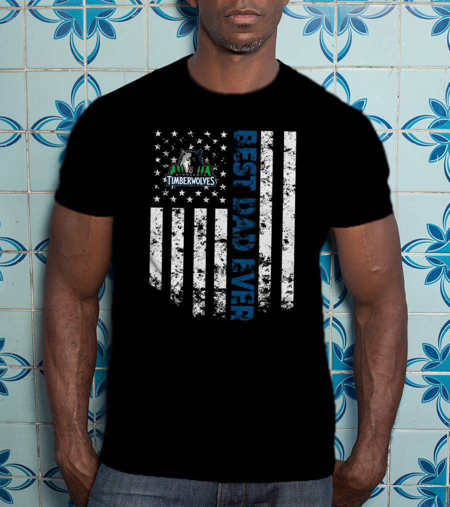 Best Minnesota Timberwolves Dad Ever American Flag Style T-Shirt