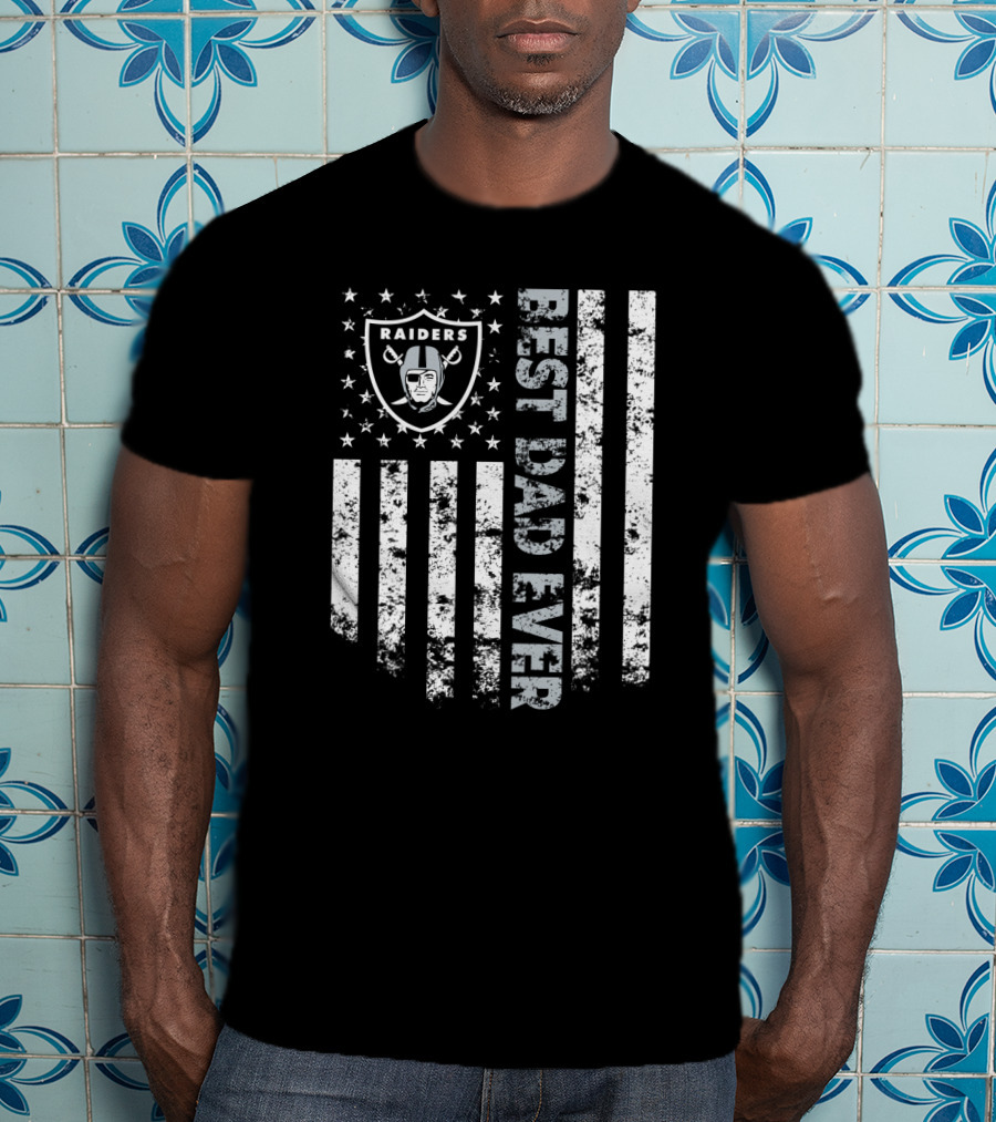 Raiders Best Dad Ever American Flag T-Shirt