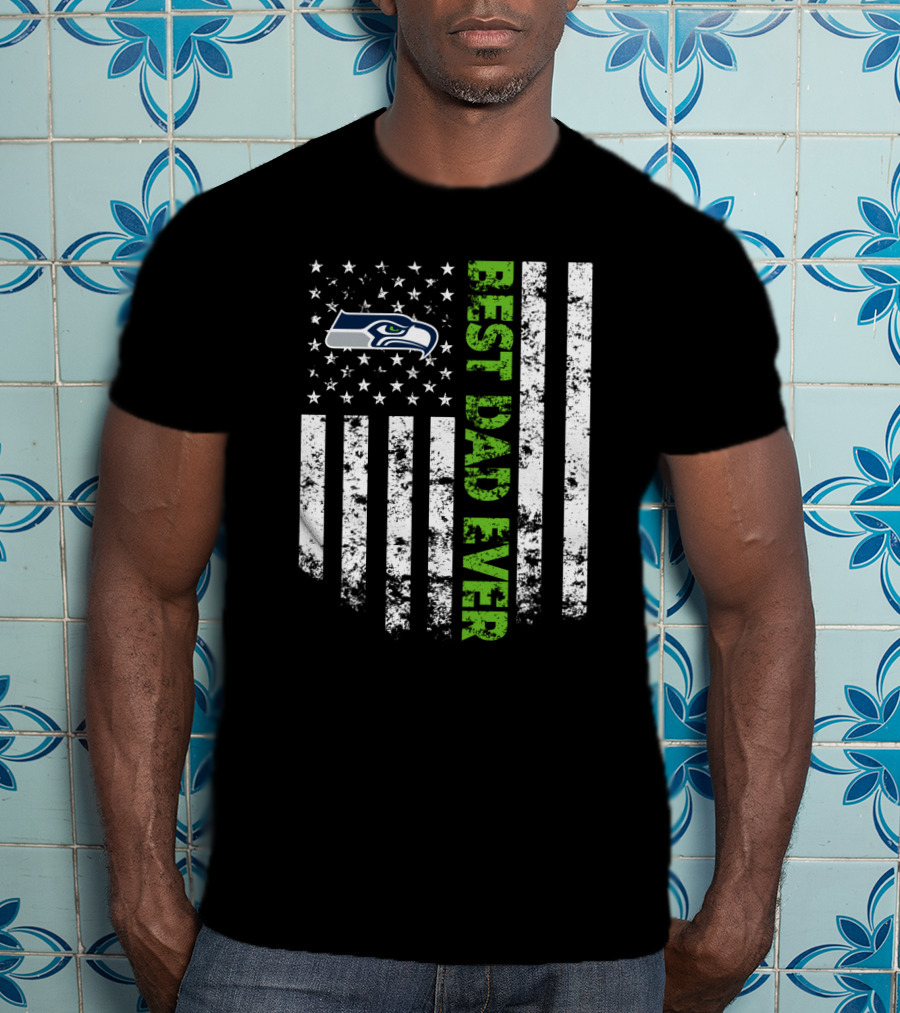 Seattle Seahawks Best Dad Ever Flag T-Shirt