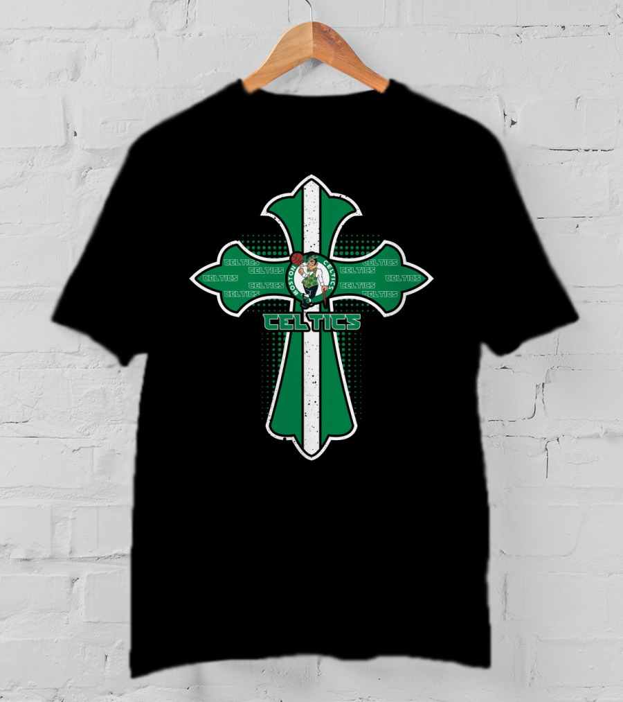 Celtics Fans Cross Jesus And Boston Basketball Team T-Shirt