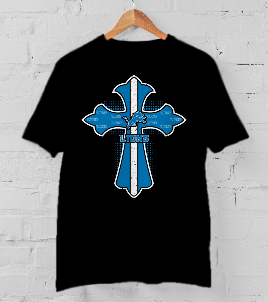 Detroit Lions Cross Emblem For Fans And Faithful T-Shirt