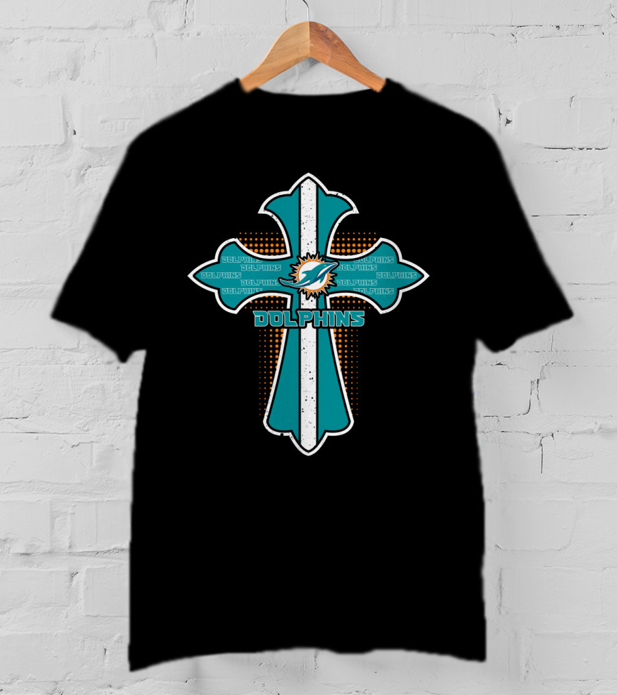 Dolphins Cross For Miami Dolphins Fans And Christianity Enthusiasts T-Shirt