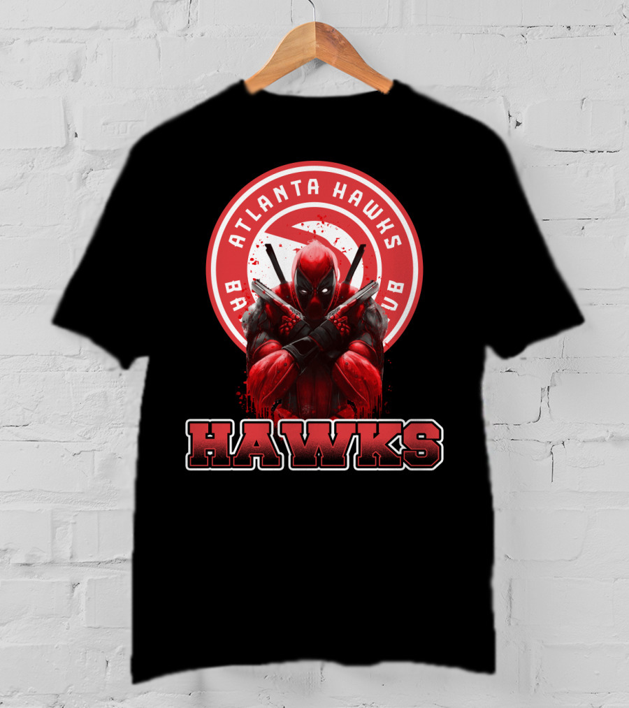 Atlanta Hawks Deadpool Logo Crossover Fan T-Shirt