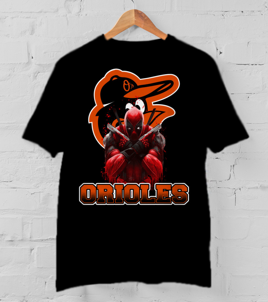 Baltimore Orioles Deadpool Crossover Fan Logo Orioles T-Shirt