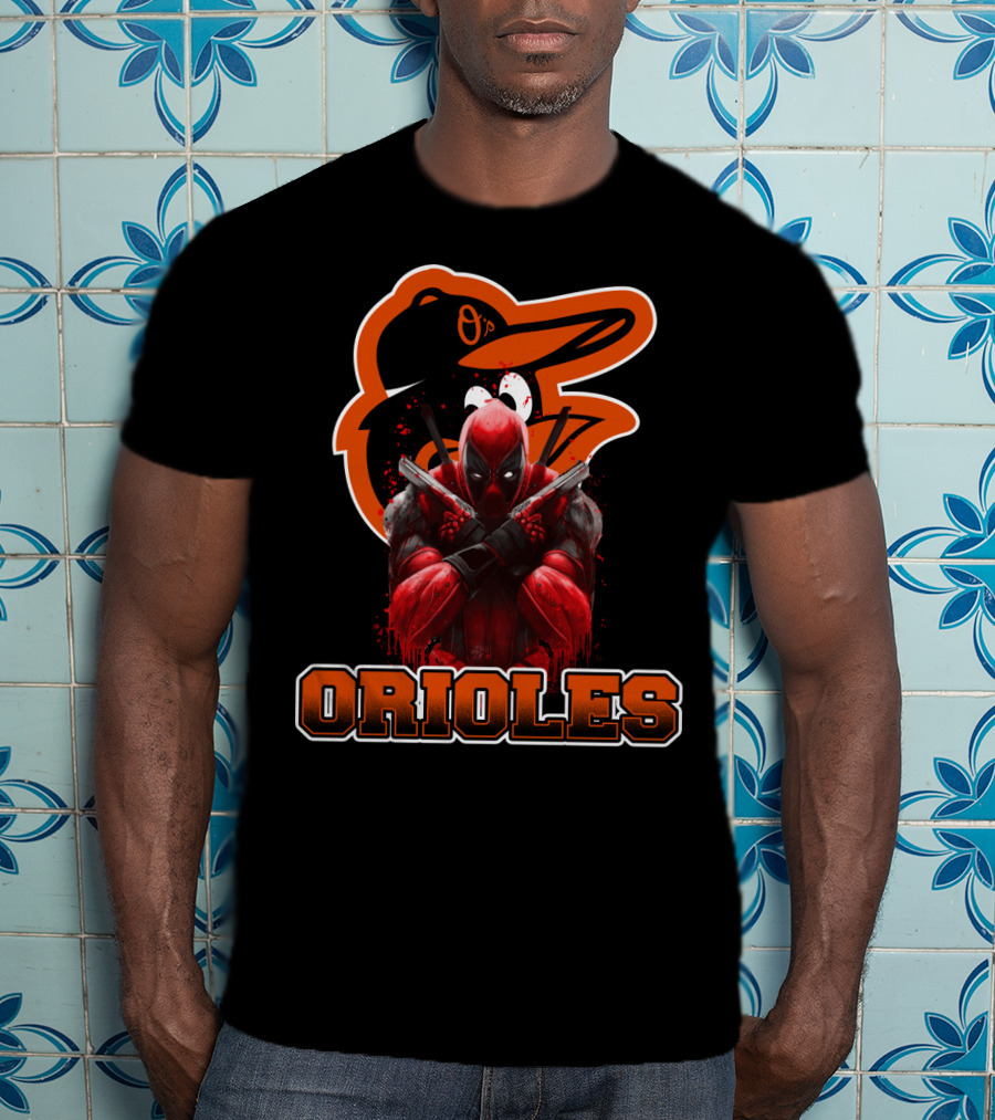 Baltimore Orioles Deadpool Crossover Fan Logo Orioles T-Shirt