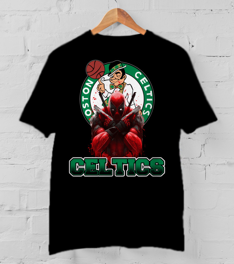 Boston Celtics Deadpool Mashup Crossover Fan T-Shirt