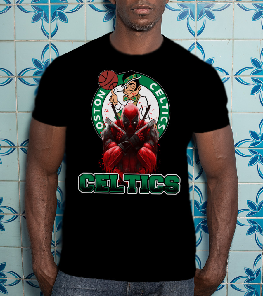Boston Celtics Deadpool Mashup Crossover Fan T-Shirt