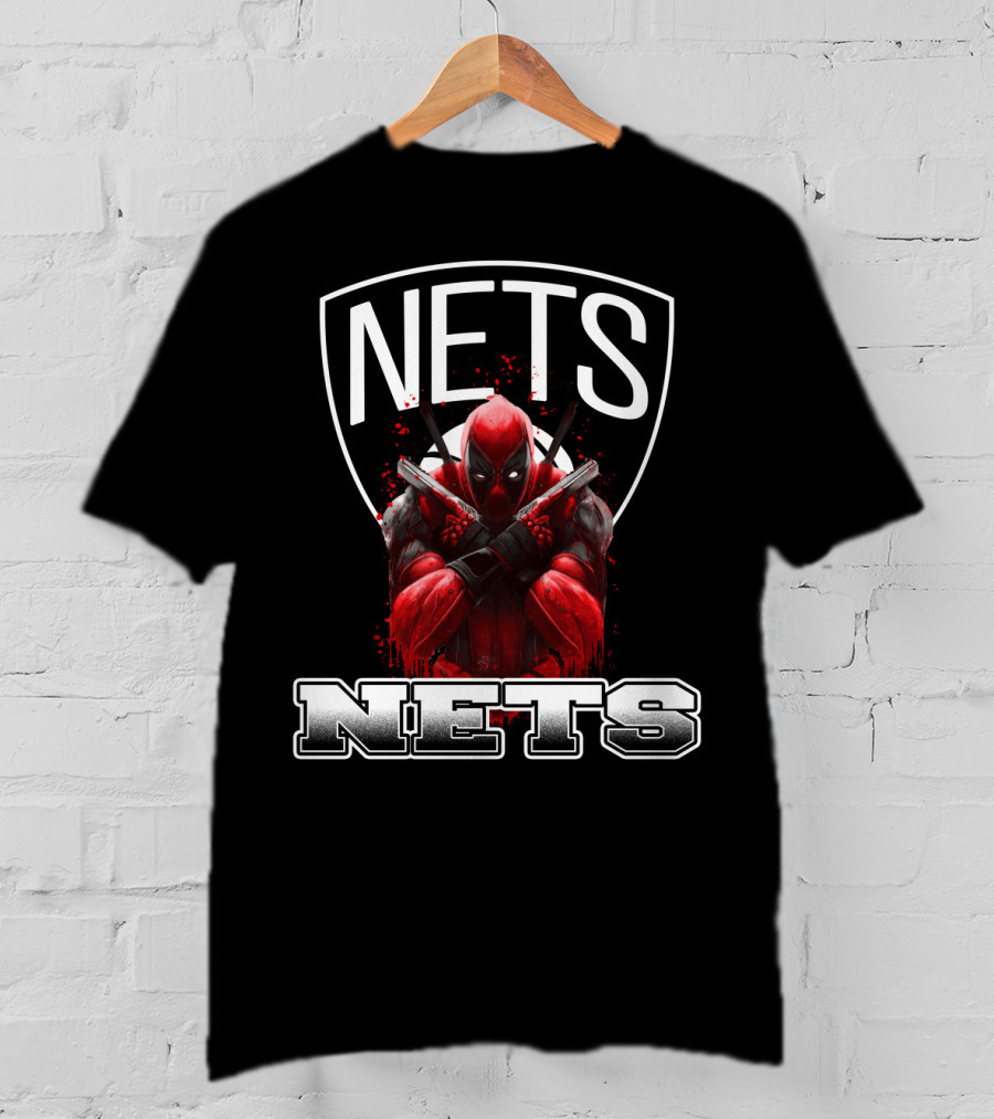 Brooklyn Nets Deadpool Crossover Fans Basketball And Comics T-Shirt