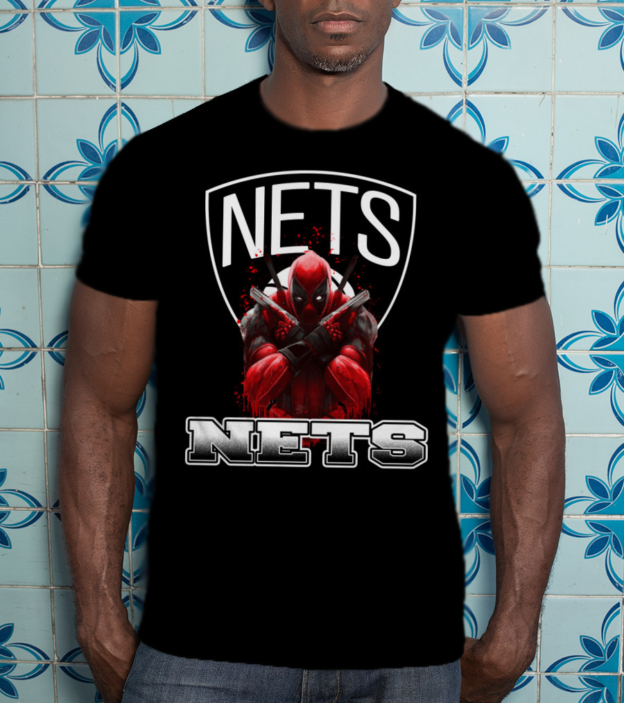 Brooklyn Nets Deadpool Crossover Fans Basketball And Comics T-Shirt