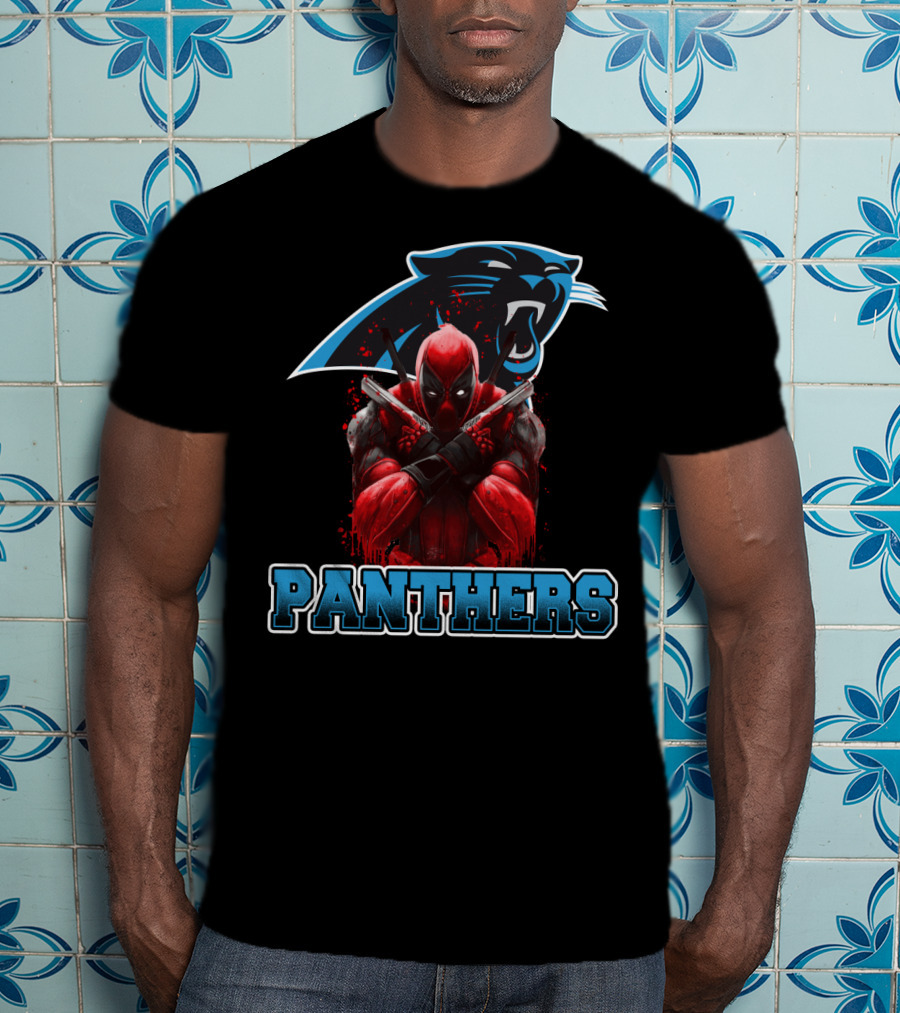 Carolina Panthers Deadpool Crossover Fan Favorite Collaboration T-Shirt