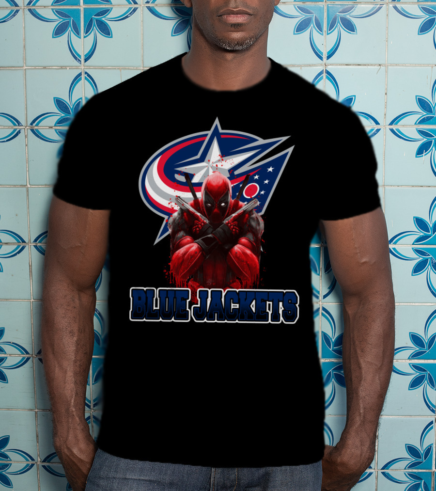 Columbus Blue Jackets Deadpool Crossover NHL Fans T-Shirt