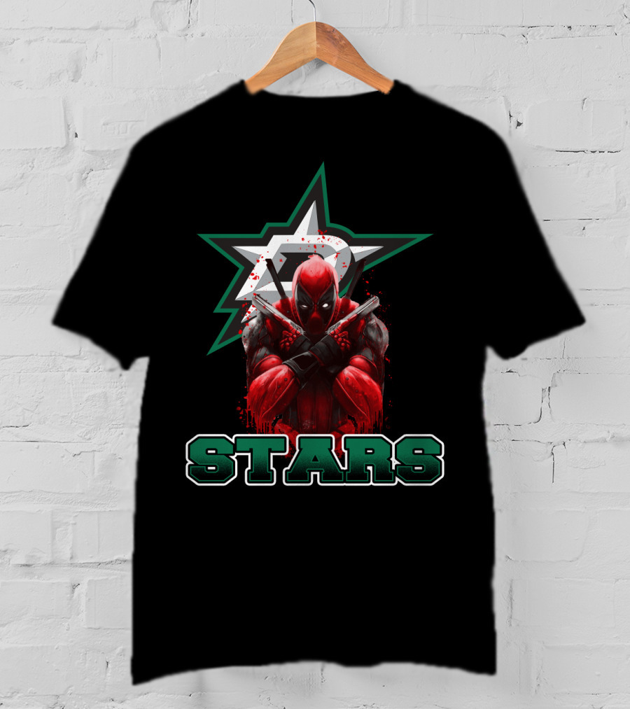 Deadpool Dallas Stars Crossover Fans Recognize Iconic Marvel Hockey Fusion T-Shirt