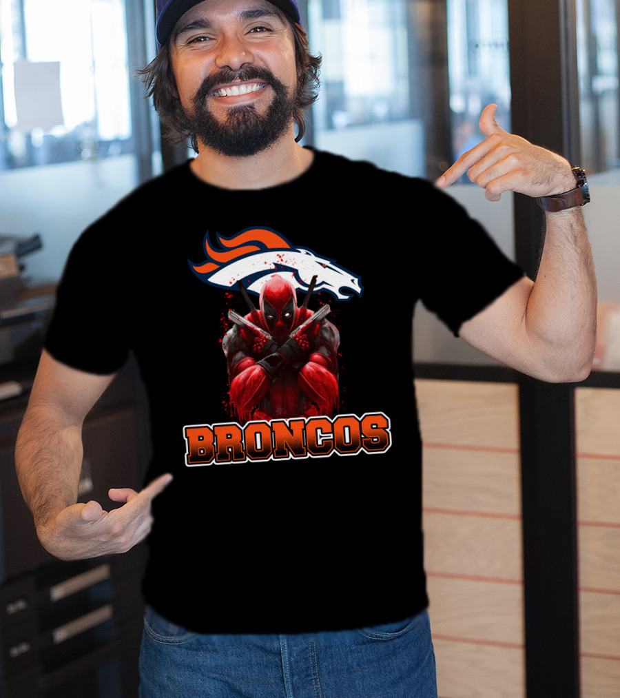 Denver Broncos And Deadpool Crossover Fans Iconic Mashup T-Shirt