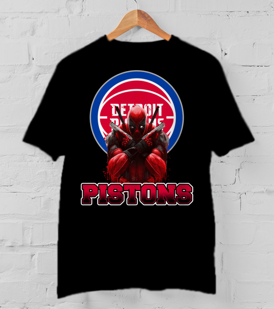 Detroit Pistons Deadpool Mashup Fan Merchandise T-Shirt