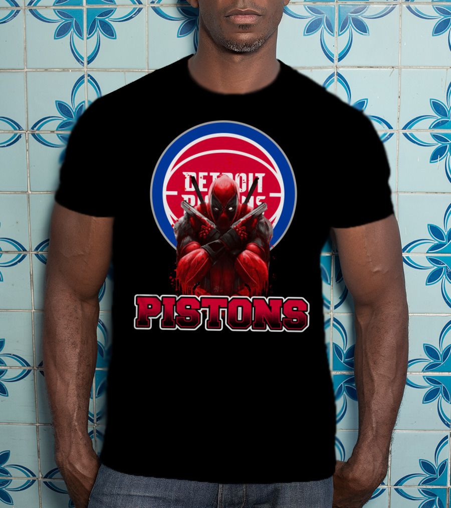 Detroit Pistons Deadpool Mashup Fan Merchandise T-Shirt