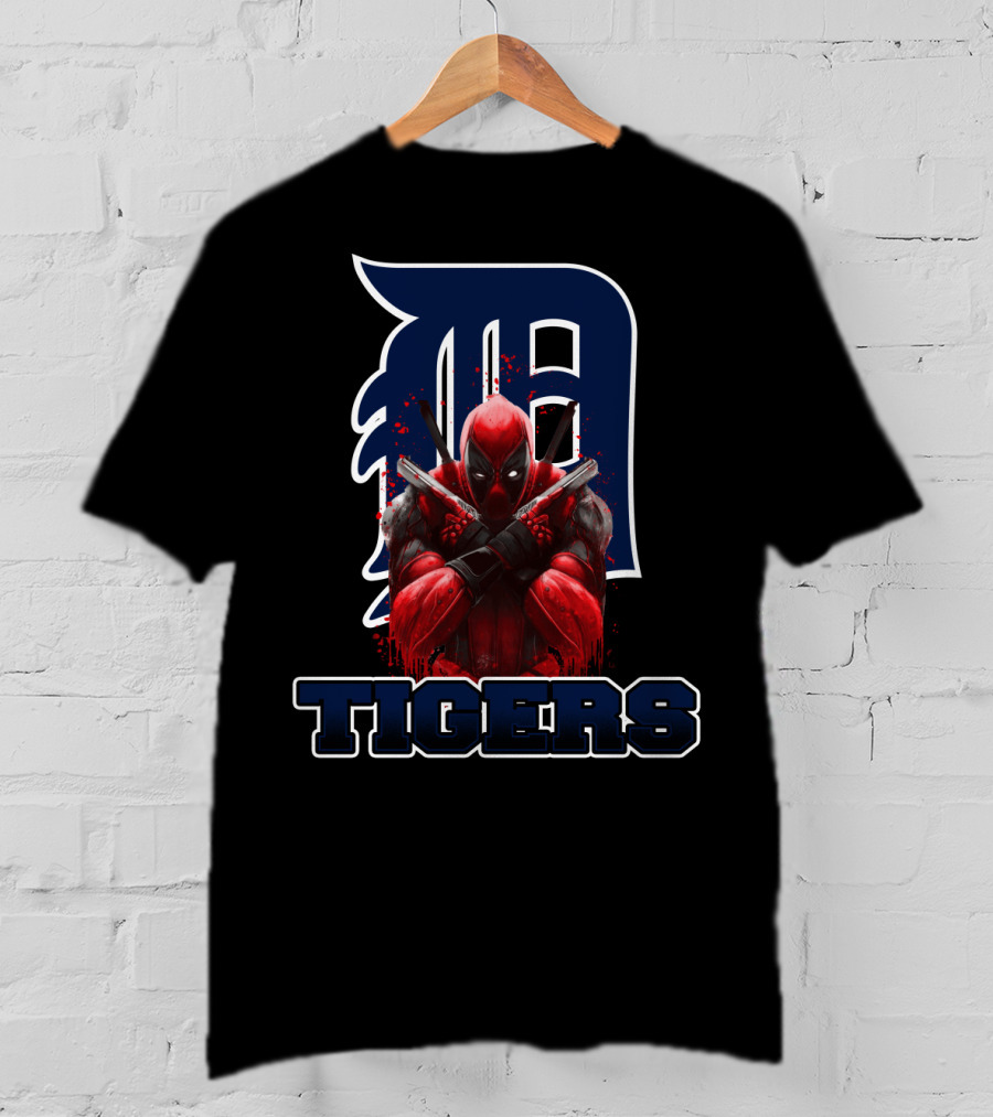 Detroit Tigers Deadpool Crossover With Iconic 'D' Logo And Character T-Shirt