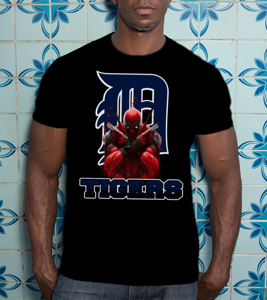 Detroit Tigers Deadpool Crossover With Iconic 'D' Logo And Character T-Shirt