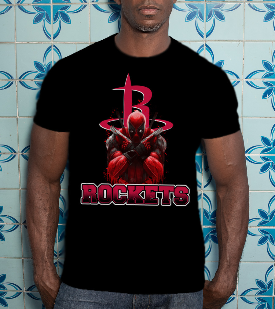 Deadpool Crossed Arms With Houston Rockets Logo Fan T-Shirt