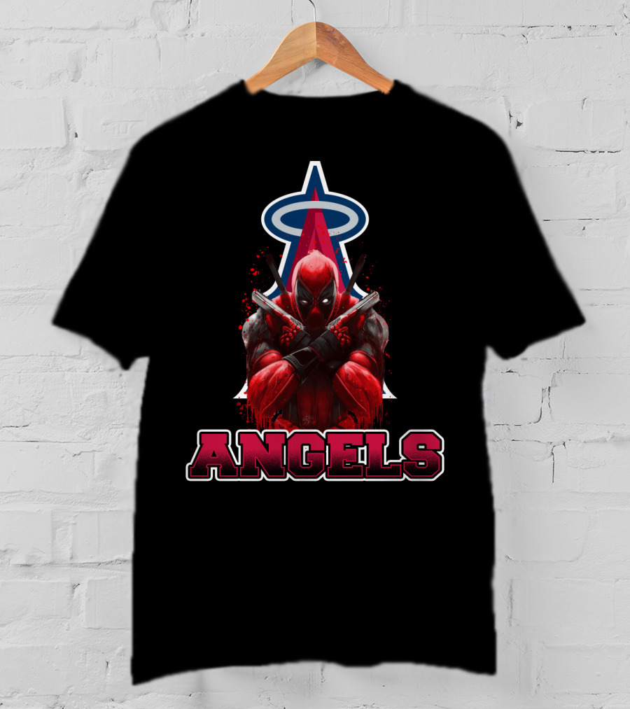 Deadpool With Los Angeles Angels Halo Logo Crossover Fans T-Shirt