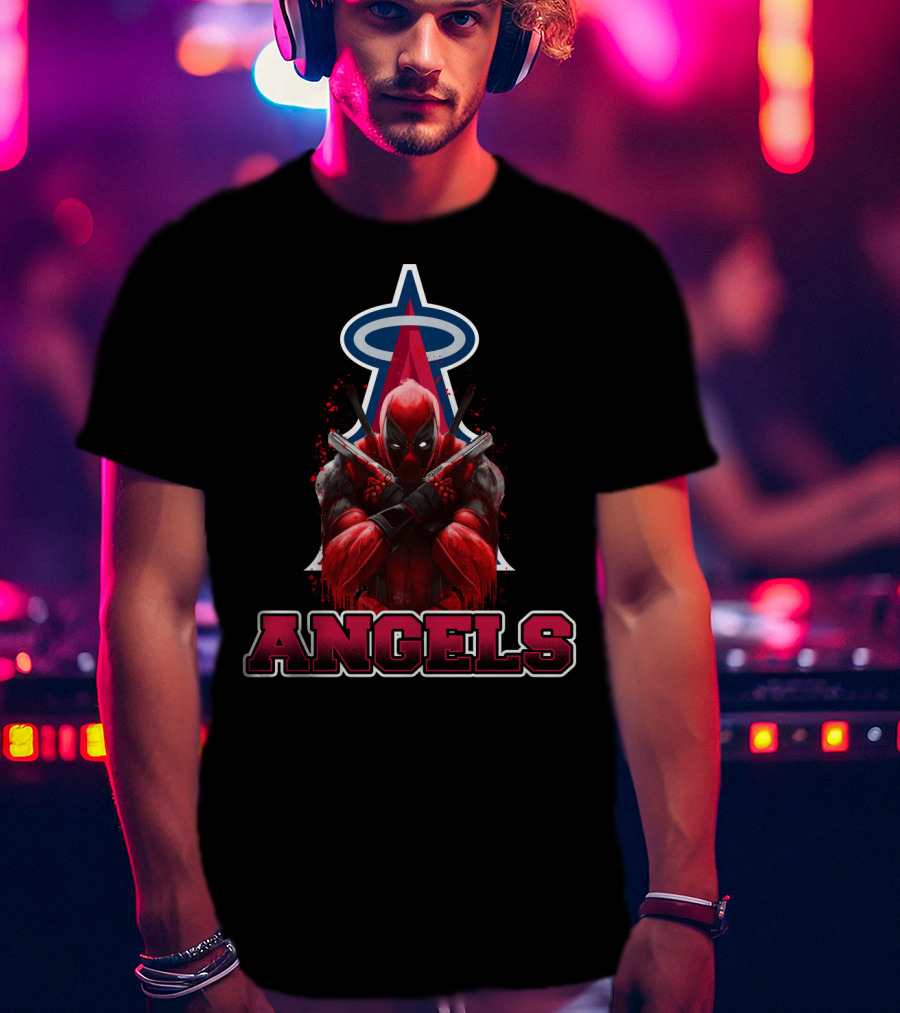 Deadpool With Los Angeles Angels Halo Logo Crossover Fans T-Shirt
